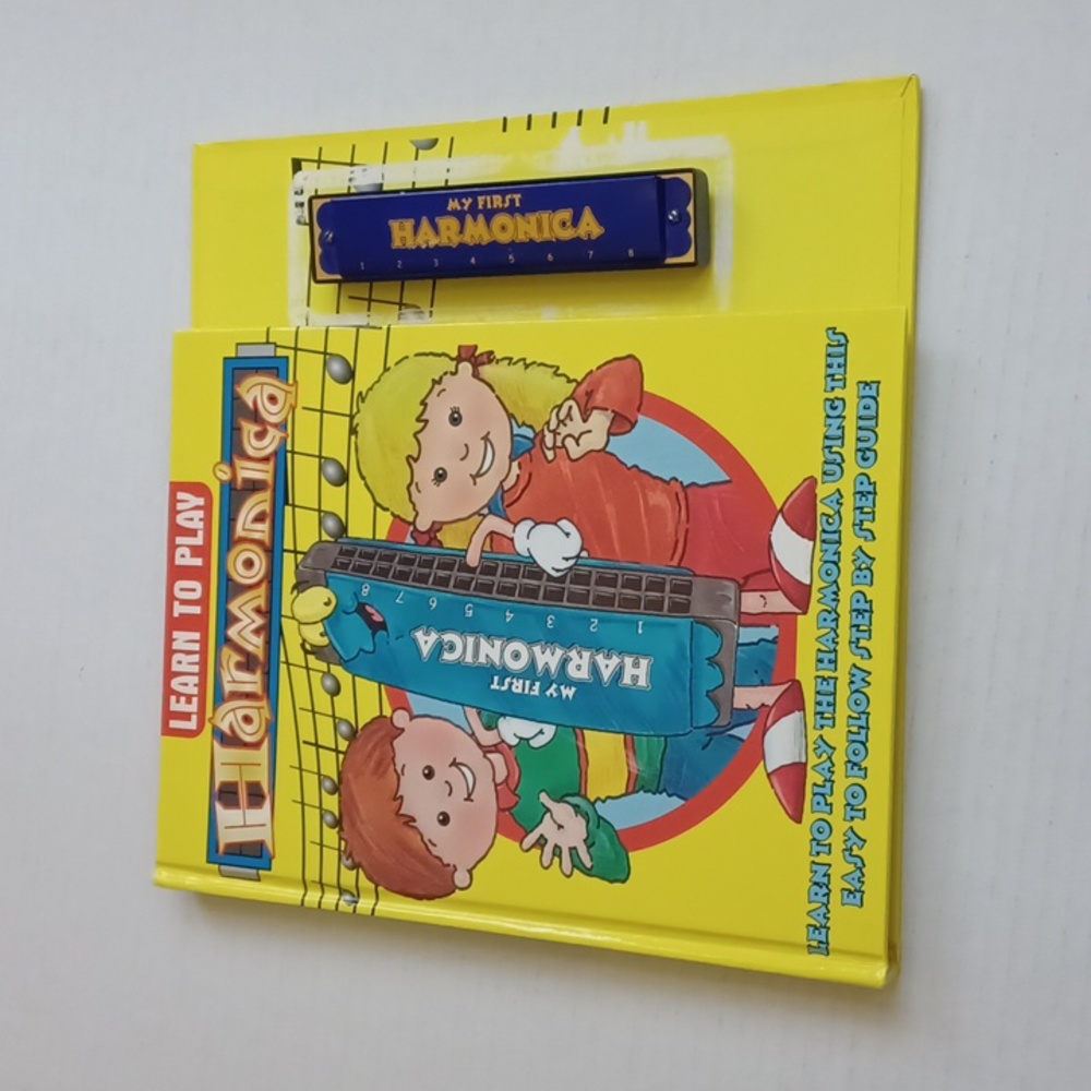4/$30 Learn To Play Harmonica - Hardcover Book Board & Harmonica